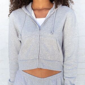 Brandy Melville crystal Gray Zip Up Hoodie